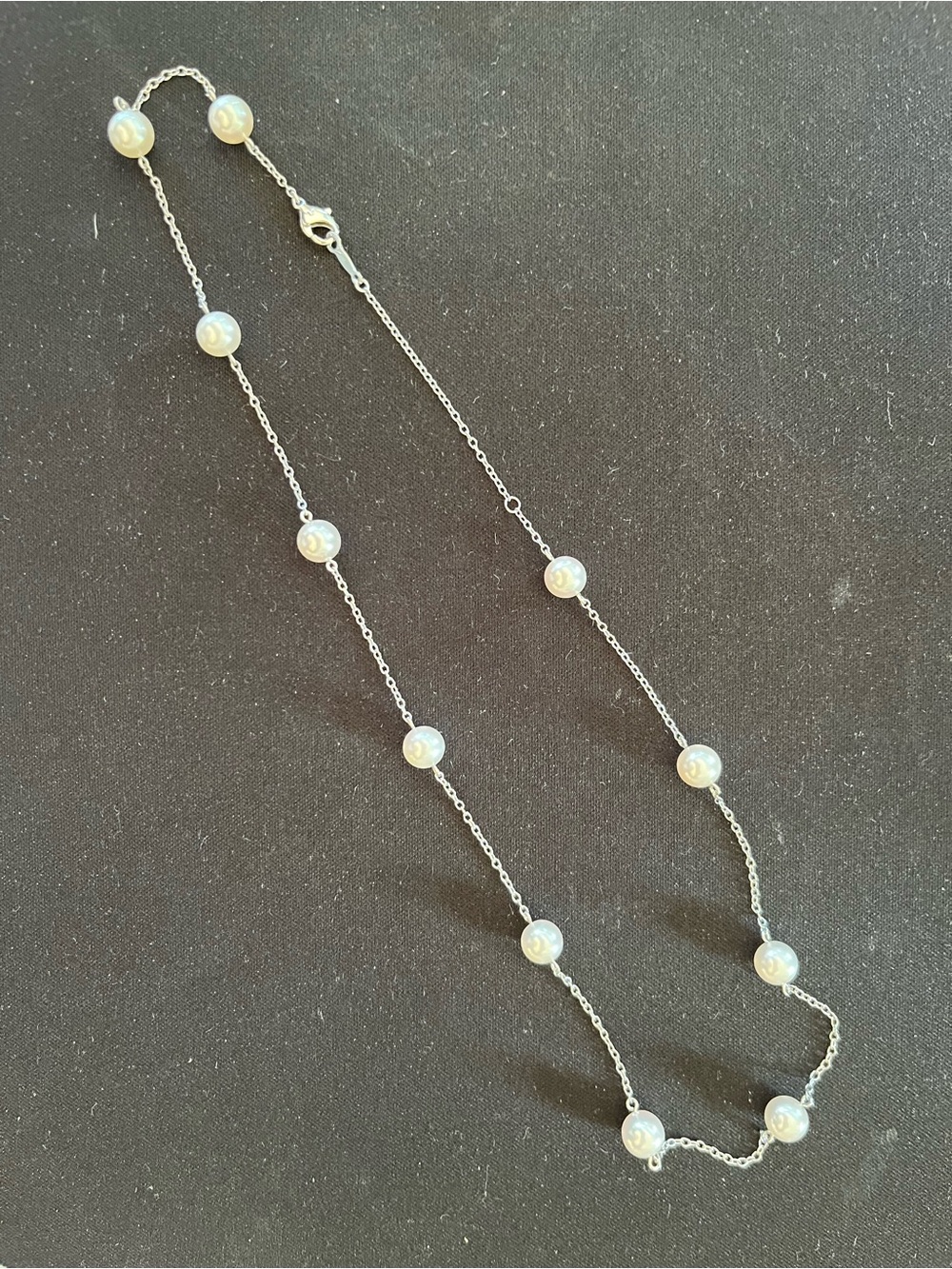 Mikimoto White Gold 6.5mm Akoya Pearl Station Necklace PCQ 158 L WPO65